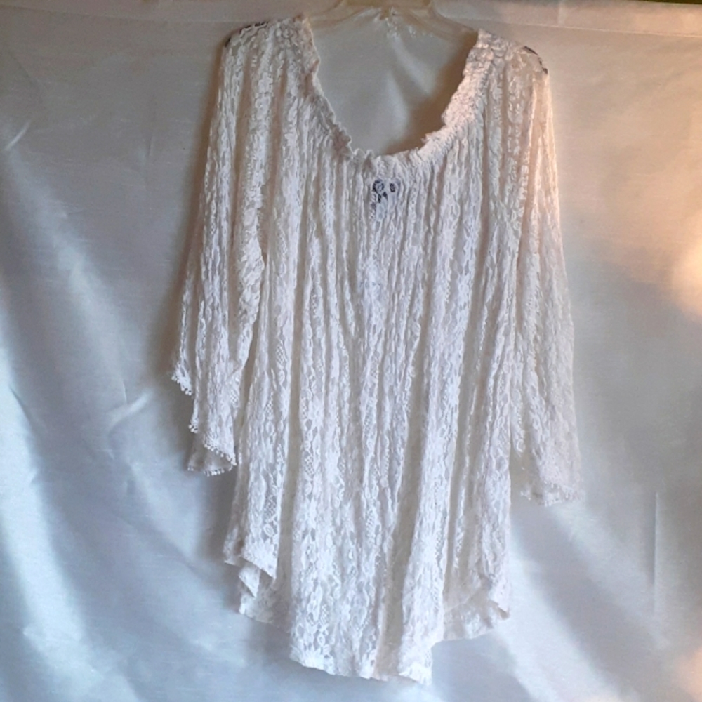 White lace top by Rue + Size 3X